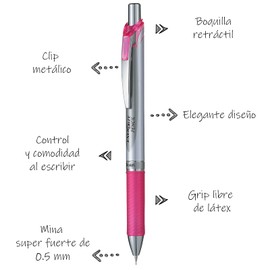 Pentel PL75BP-P Lapicero Energize Pencil, Color Rosa, BP, 1 pieza