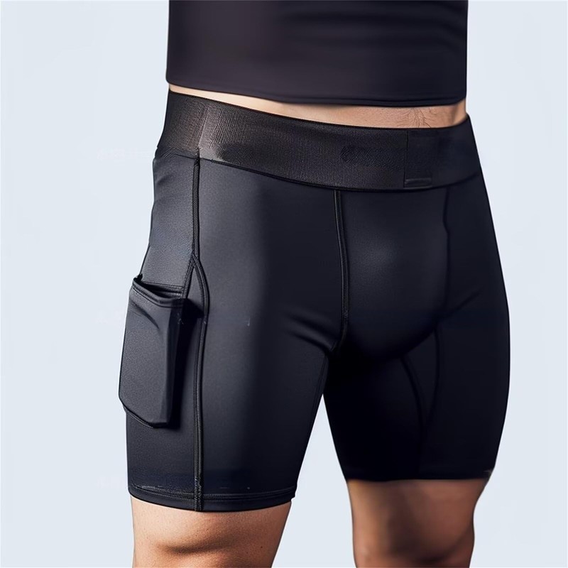 ORBU Men's Compression Half Tights with Pockets for Training, Muscle