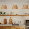 Karjearl Rattan Boho Pendant Light, 12" 1-Light Hand-Woven Wicker Pendant