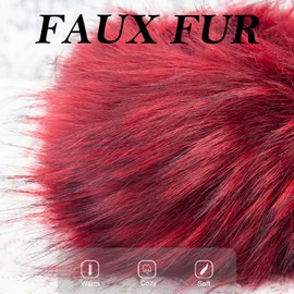 WATAME Women Faux Fur Wrist Cuffs Winter Short Fuzzy Arm Warmers Plush Fluffy Wrist Warmer and Ankle Warmer (Burgundy)