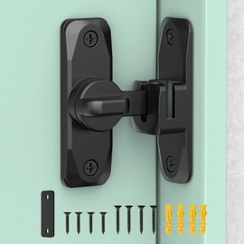 Anobeyi Sliding Barn Door Lock & 90/180 Degree Latch Hardware, Zinc Alloy Small Flip Door Lock for Closet, Bathroom, Cabinet, Garden, Shed (Silver-1 Pack)