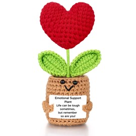 Emotional Support Plush Heart for Mom Daughter Son Sister Friends Coworkers, Positive Crochet Flowers, Inspirational Birthday Presents, Appreciation Gifts (Life can be Tough but so are You)