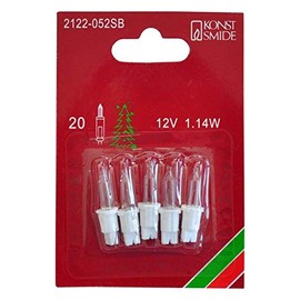 Konstsmide 2122-052SB Spare Bulb Pack of 5, Transparent 12 V, 1.14 Watt, Plug-In bulb Socket White