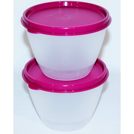Tupperware Set of 2 Refrigerator Bowls 14 Ounces Purple and Sheer