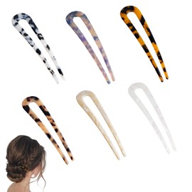 BDHYYM Pack of 6 Shaped Hair Pins, French Hair Pins, French Style Hairpin, French Twist Hair Pin, Hair Fork, French Hair Clip Hairpin U Shaped, for Women Hair Styling Accessories
