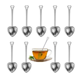 FLYSKY Infusor de té Acero Inoxidable, Set de 10 Filtro de te para, Colador de té de Hojas, Colador de Juego de Infusores de té de Acero Inoxidable, Infusor de té Suelto, Difusor de Intervalos de té
