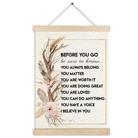 MKIJUHB Inspirational Boho Floral Wall Art Decor, Positive Affirmations Wall Hanging Decor, Motivational Framed Canvas Prints for Home Bedroom Living Room Office Walls Decorations, 12x16 Inch