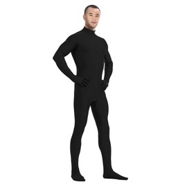 Aniler Men's and Women's Spandex Zentai Suit Adult Without Hood Full Body Costume Stretch Bodysuit (Small, Black)
