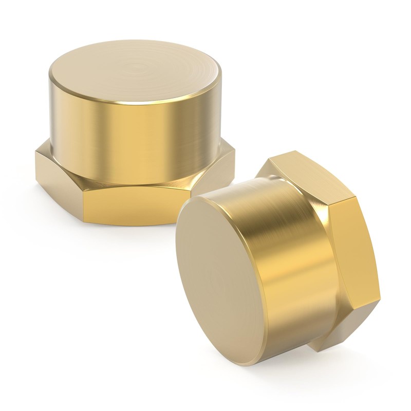 GASHER 1/2"NPT Brass Pipe Cap, NPT Female Thread Socket Pipe