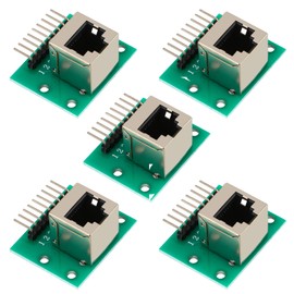 Teansic 5 Pcs RJ45 Connector Breakout Board 8-pin Headers Network Port Adapter Test Board with PCB Board(Vertical Socket)