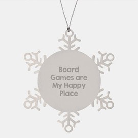 Christmas Snowflake Ornament for Board Games Enthusiasts - 'Board Games are My Happy Place' - Gifts from Friends and Family