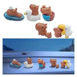 smilfuy 6PCS Car Dashboard Mini Capybara Ornament, Mini Resin Animals Set, Cute Car Interior Decoration Accessories, Capybara Figurine Decor for Car Center Console, Room, Desktop (Capybara)