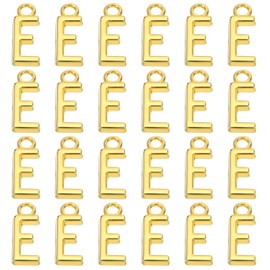 PATIKIL Letter Charm, 50 Pcs Alphabet Charm Initial Pendant Charm Bulk Cute DIY for Jewelry Making Bracelets Earrings Necklace Keychains Crafts, Golden, E