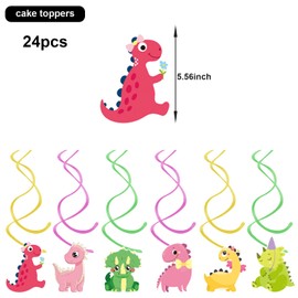 12pcs Dinosaurs Hanging Swirl Party Decoration,Dinosaurs Party Decoration, Suitable for Pink Dinosaurs Party Decoration Supplies (Pink Green)