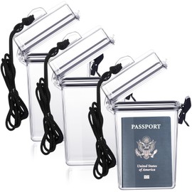 Outus 3 Pieces Waterproof Case ID Card Holder with Floating Sports Case Locker with Hanging Ring and Rope (Clear,5.43 x 3.33 Inch)