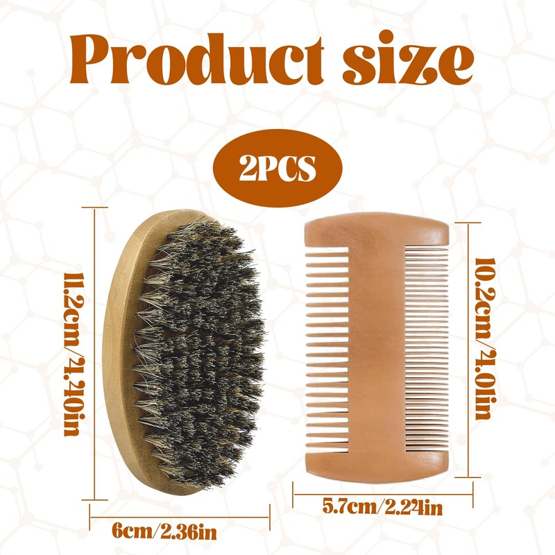 Beard Brush Wild Boar Bristles, Beard Brush and Beard Comb,