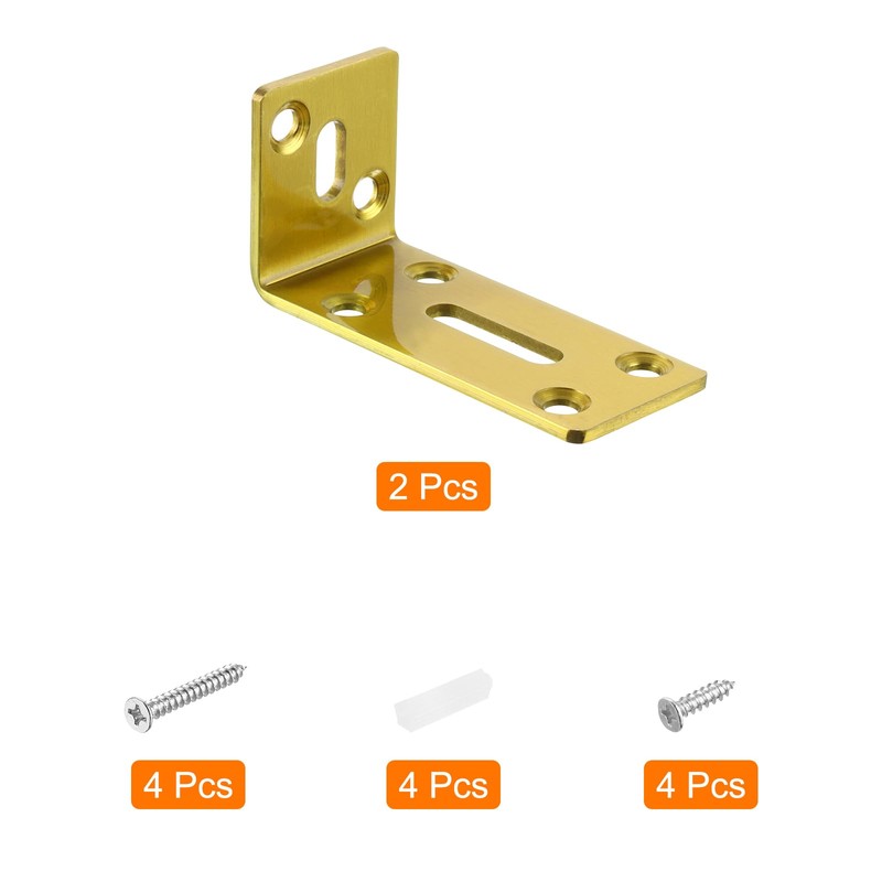 sourcing map L Corner Braces, 2Pcs 80x35x40mm - Stainless Steel
