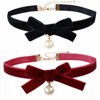 Ahegao Women's Velvet Bow Choker Set of 2 Cute Choker