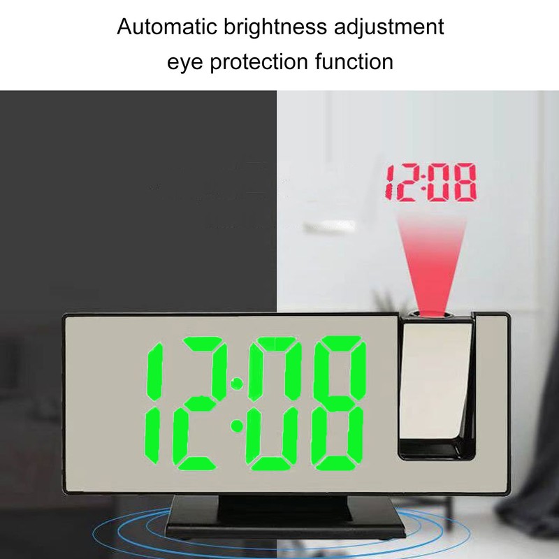 Digital Alarm Clock 180° Rotatable Projection 4 Level Brightness LED