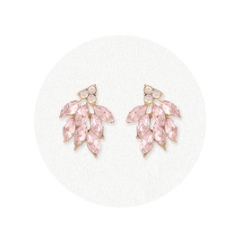Pink Rhinestone Stud Earrings for Women Small Dainty Crystal Cluster Drop Earrings Cute Costume Jewelry for Bridal Wedding Party Gift