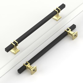 Coinkoly 10 Pack 7 Inch(177mm) Black and Gold Cabinet Pulls Kitchen Black Cabinet Handles Drawer Hardware for Cupboard Dresser Handles Bathroom