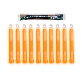 Cyalume - 9-03630 ChemLight Military Grade Chemical Light Sticks – 5 Minute Duration Light Sticks Provide Intense Light, Ideal as Emergency or Safety Lights and Much More, Standard Issue for U.S. Military Personnel – Orange, 6” Long (Pack of 10)