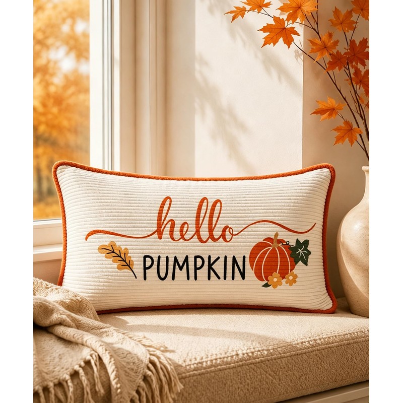 Corduroy Fall Pillow Covers 12x20 Farmhouse Sunflower Pillow Covers