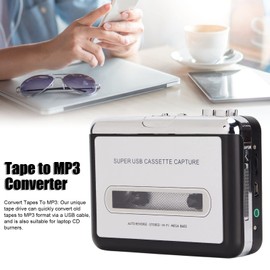 2 in 1 Cassette to MP3 Converter Player Recorder, Portable Walkman Cassette Audio Music Player, USB Cassette Player from Cassette to MP3 with Headphones for Laptop PC