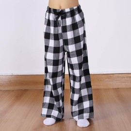 Kids Girl's Christmas Pants Red Plaid Buffalo Bottom Black Stretch Sweatpants Elastic Casual Soft Lounge Pants (Black Plaid, 7-8 Years)