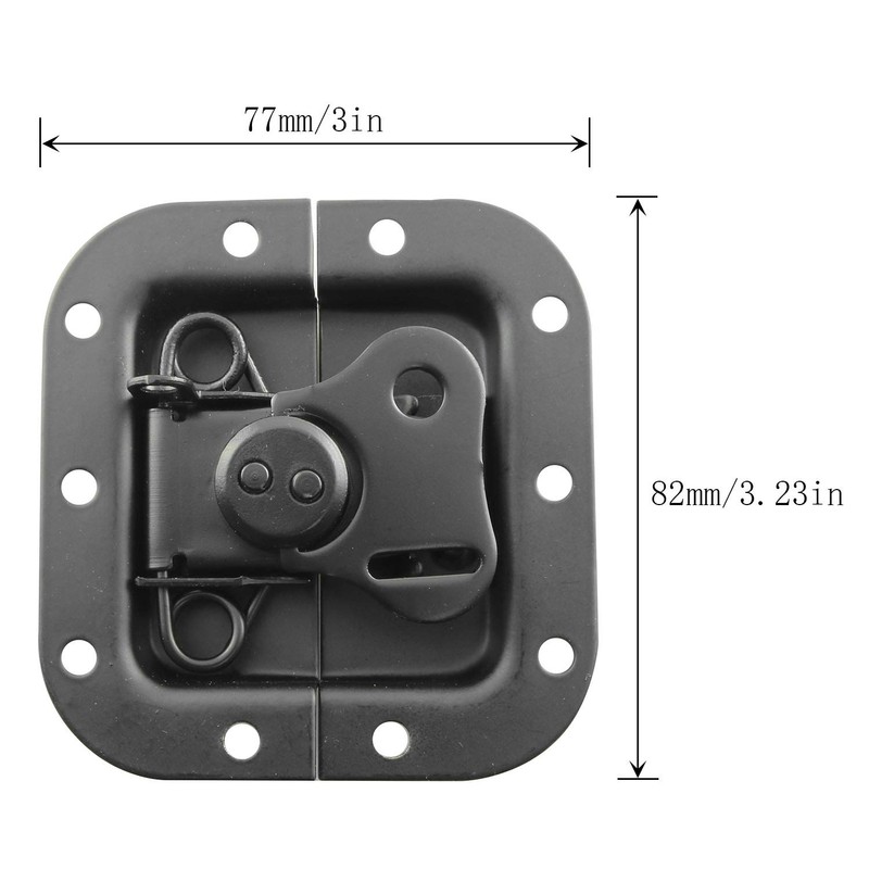 JCBIZ 2pcs Black 82x77mm Recessed Butterfly Twist Catch 3.2x3 Inch
