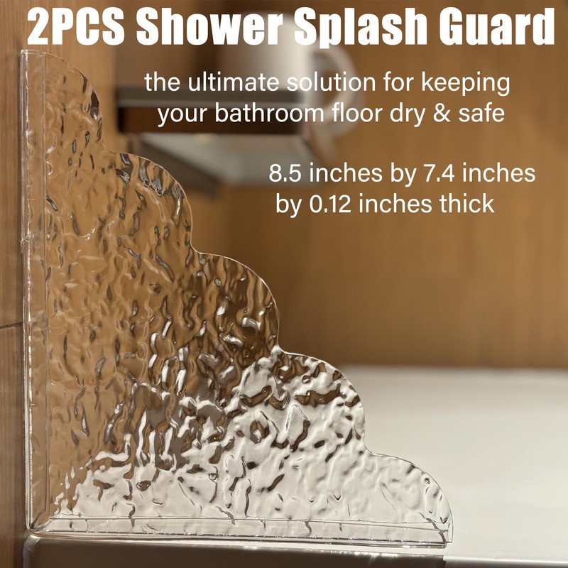 HOMUS Shower Splash Guard 2-Pack, Self-AdhesiveAcylic Bathtub Water Guards for