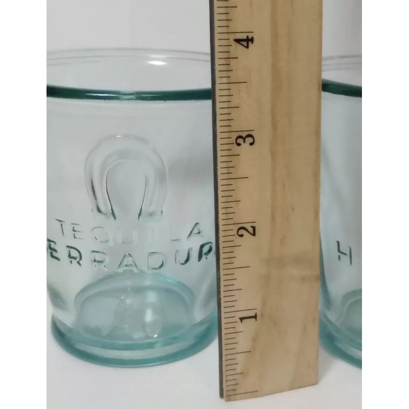 Herradurra Set of 2 Tequila Herradura Rocks Glasses Clear Blue/Green