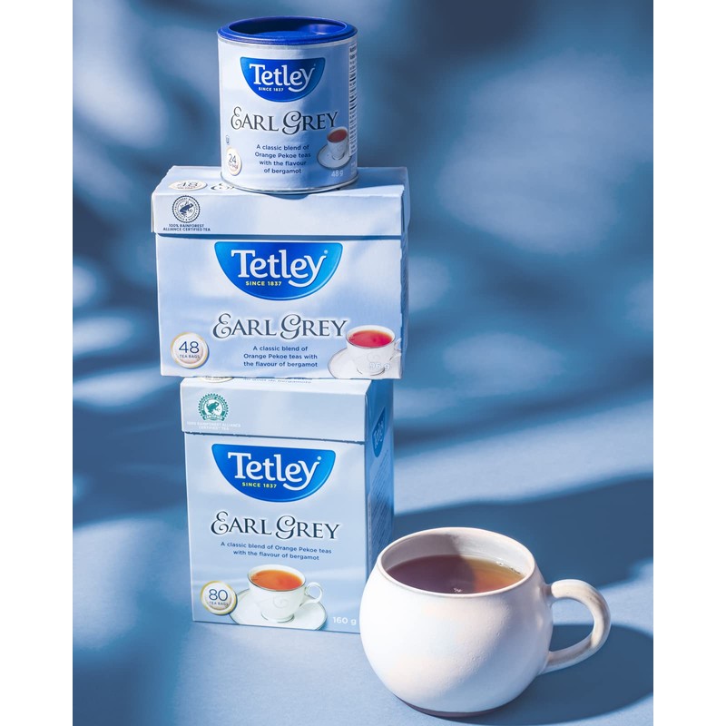 Tetley Earl Grey Decaffeinated Black Tea - 48 Tea Bags,