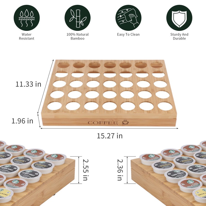 MinBoo BamBoo k cup holder Drawer or Countertop k cup