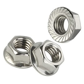 5/16-18 Serrated Flange Nuts Flanged Locknuts, Stainless Steel 18-8 (304), Bright Finish, 25 PCS