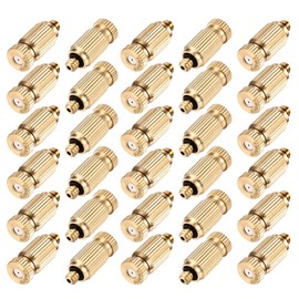 CozyCabin 30 Pcs Brass Misting Nozzle, 0.02"/0.5mm Orifice High Pressure Spray Misting Nozzle 10/24 UNC Outdoor Anti Drip Spray Head for Landscaping Greenhouse