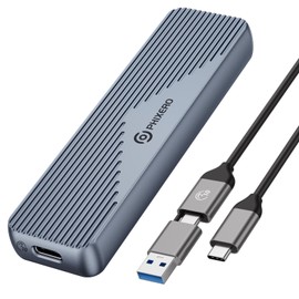 PHIXERO M.2 MVME SATA SSD Enclosure Adapter, USB 3.1 Gen 2 10Gbps MVME M Key/B+M Key SSD, 6Gbps SATA B+M Key External Solid State Enclosure, and Size 2280/2260/2242/2230 (Gray)