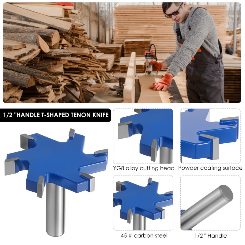 Flattening Router Bit 1/2 Shank, 2-1/2" Cut Dia, 6 Flute