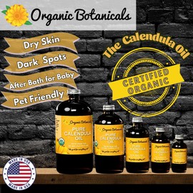 Organic Botanicals, Calendula Oil Organic for Skin- Trauma Skincare from Local Infused Calendula Flowers, Eczema Oil, Certified Organic, 4 Oz