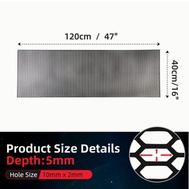 AggAuto 47"x16" ABS Plastic Universal Car Grill Mesh, Automotive Grille Insert Bumper Honeycomb Hole Grids Black