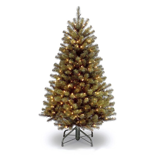 National Tree Company Pre-Lit Artificial Full Christmas Tree, Green, North Valley Spruce, White Lights, Includes Stand, 4.5 Feet