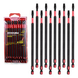Geinxurn 10 Pieces 6 In. T25 Impact Tough Magnetic Screwdriver Bit Set, #25 Torx Head Power Bits, S2 Alloy Steel Star Bits with Storage M-Box