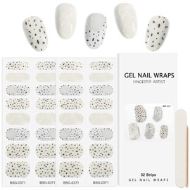 Kalolary 32PCS Gel Nail Wraps Nagelsticker, Selbstklebend Nagelfolie Nagelaufkleber Gel Nagellack Aufkleber Gel Nail Strips mit Nagelfeile und Stick (A)
