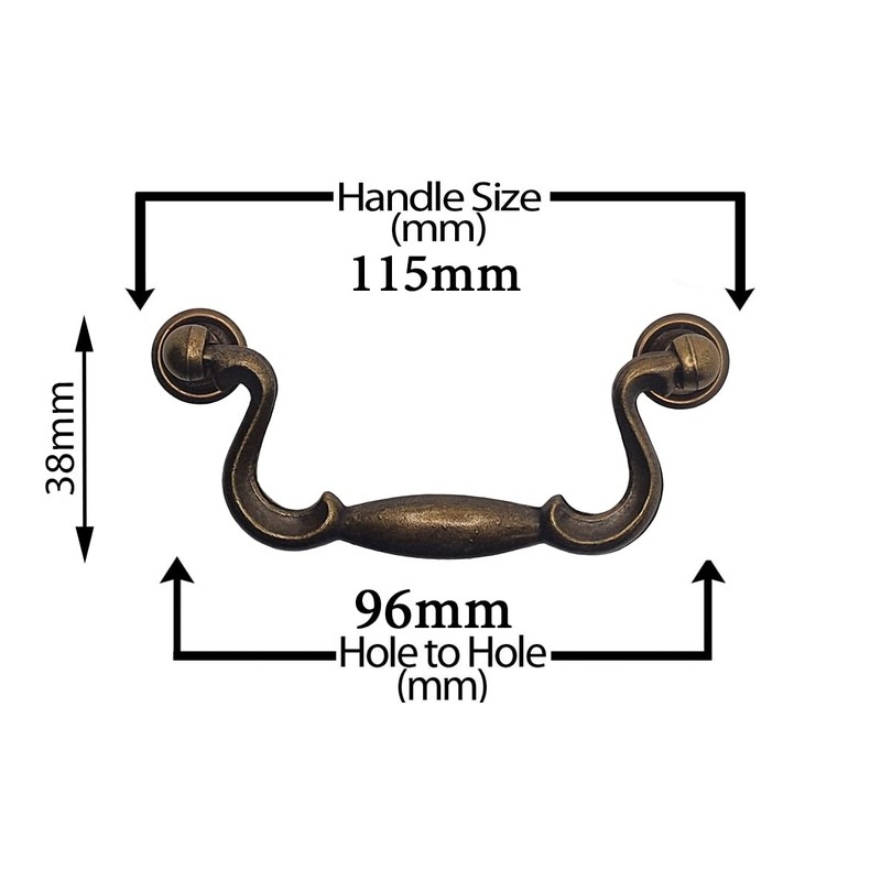 Universal Hardware Vintage Cabinet Brass Handle Drawer Drop Swan Neck