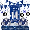 14th Birthday Decorations for Boys Girls, Blue Silver Happy 14th