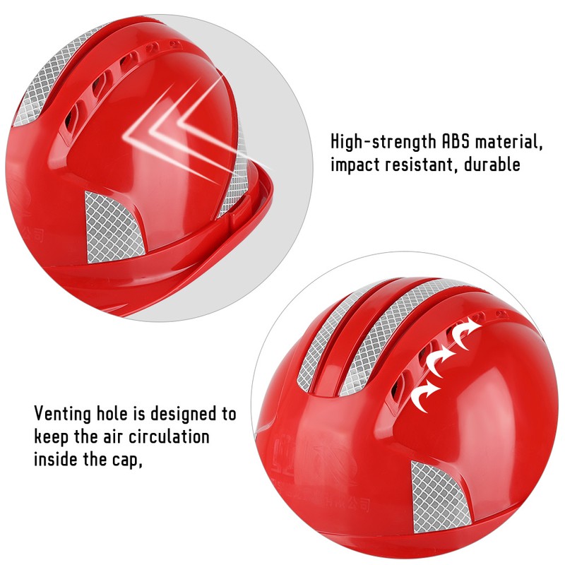 Construction Site Protective Cap Ventilate ABS Hard Hat Reflective Stripe