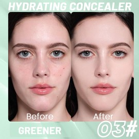 The Ideal Fix Concealer, Lightweight And Breathable Concealer Full Coverage, Concealer For Dark Circles, Coverage Moist Concealer For Mature Skin (03#Green, 1)