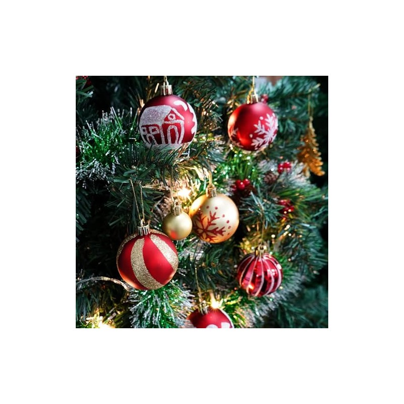 JUGLUTE Adornos para Arbol de Navidad, 44 pcs Plastic Esferas