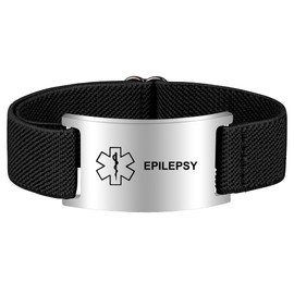 Pmormyy Medical Alert Bracelet for Women Men, Adjustable Medical Alert ID Wristband for Epilepsy Black 2