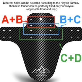 NICEDACK Mud Guard, 2Pcs MTB Bicycle Mudguards for 26" 650B 27.5" 29" MTB Mountain Bike Rear and Front Mudguard Fender (Silver, 2PCS Carbon Fiber Pattern)